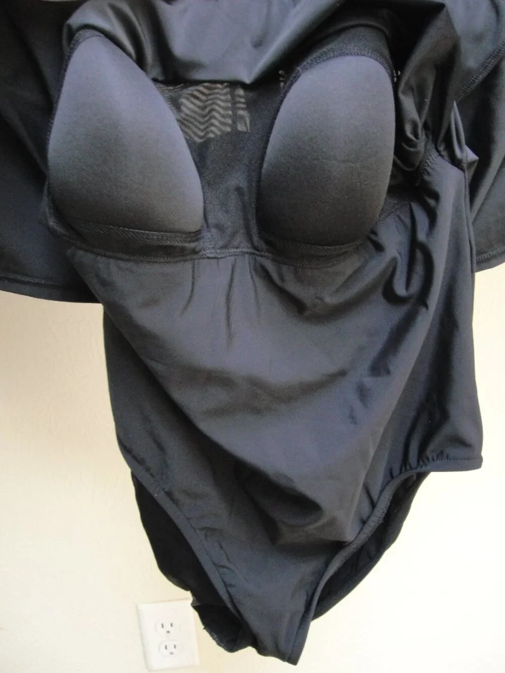 Swim Solutions Made for Macy's Mesh-Neck Tummy-Control Swimdress, Black, Size 14 - Picture 12 of 12